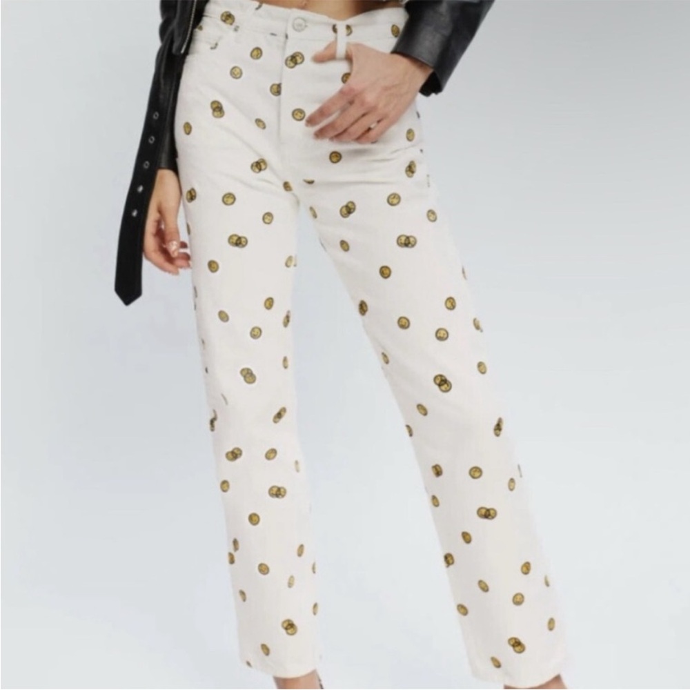Reformation Mixed Emotions High Rise Straight Cream Jeans